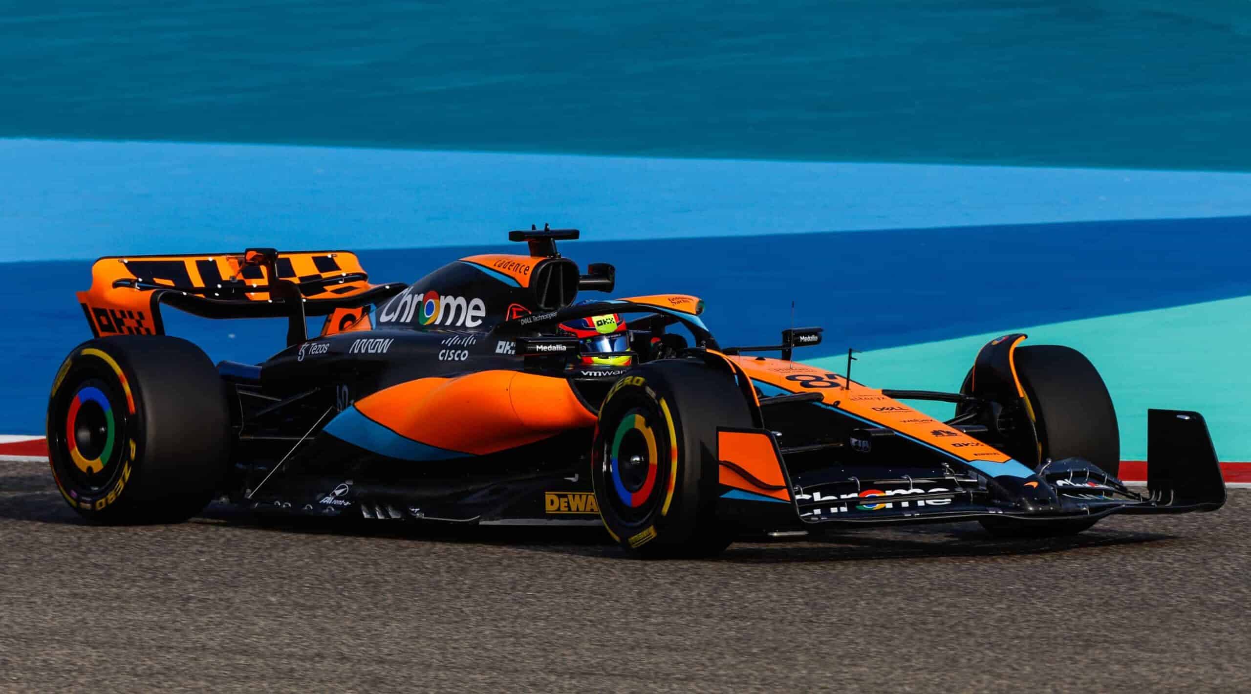 CLose up shot of Oscar Piastri driving McLaren MCL60 at the Formula 1