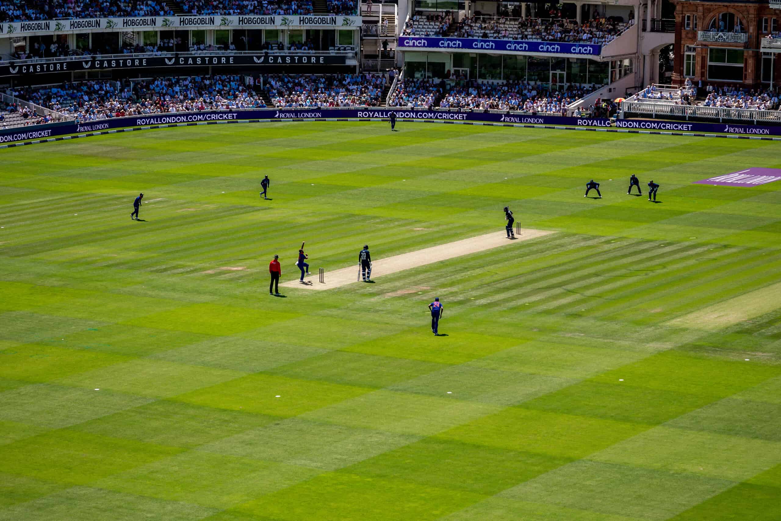 England face India in a One Day International at Lord's Cricket Ground
