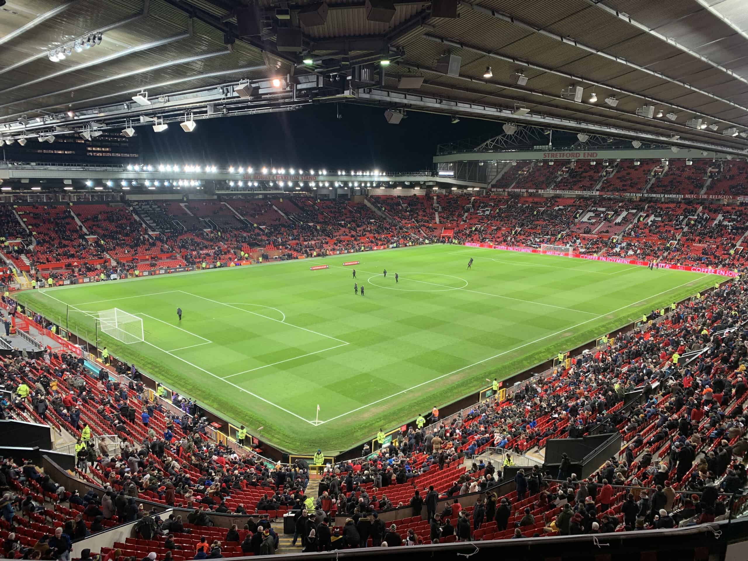 The view from the Evolution hospitality suite at Old Trafford Stadium as the stadium begins to fill ahead of a Manchester United home fixture