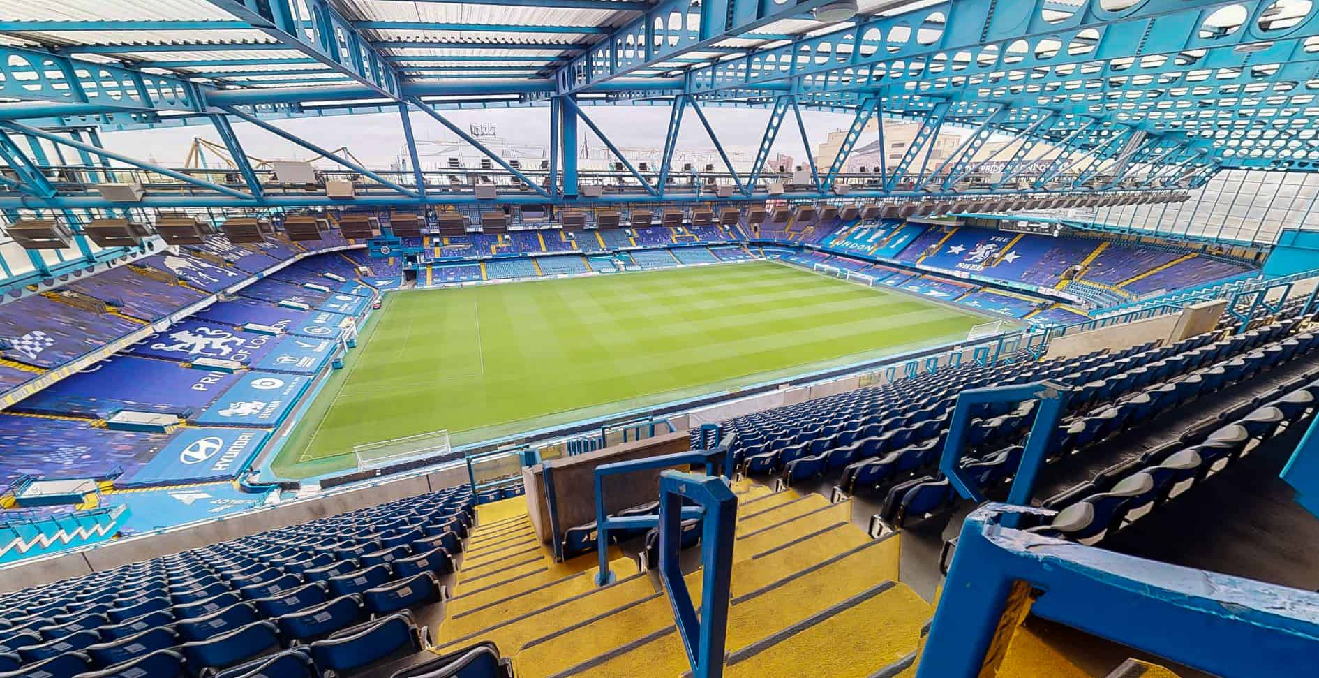 Landscape shot of Stamford Bridge from the top of the stand