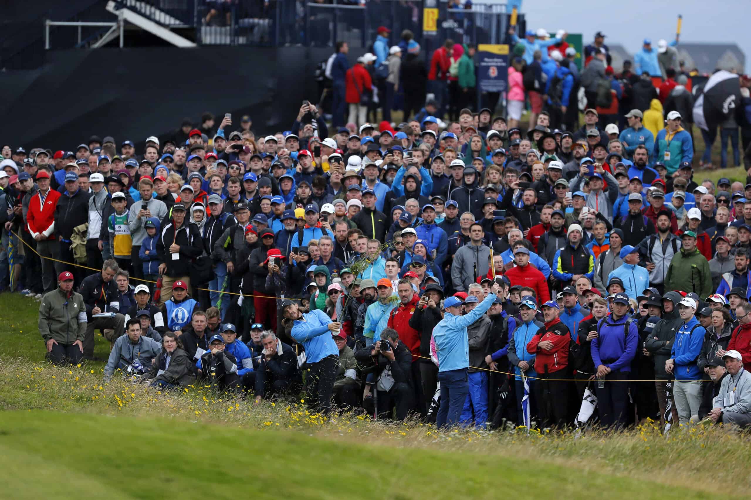 PORTRUSH, NORTHERN IRELAND - JULY 21: Tommy Fleetwood of England plays a shot on the second hole during the final round of the 148th Open Championship held on the Dunluce Links at Royal Portrush Golf Club on July 21, 2019 in Portrush, United Kingdom. (Photo by Kevin C. Cox/Getty Images)