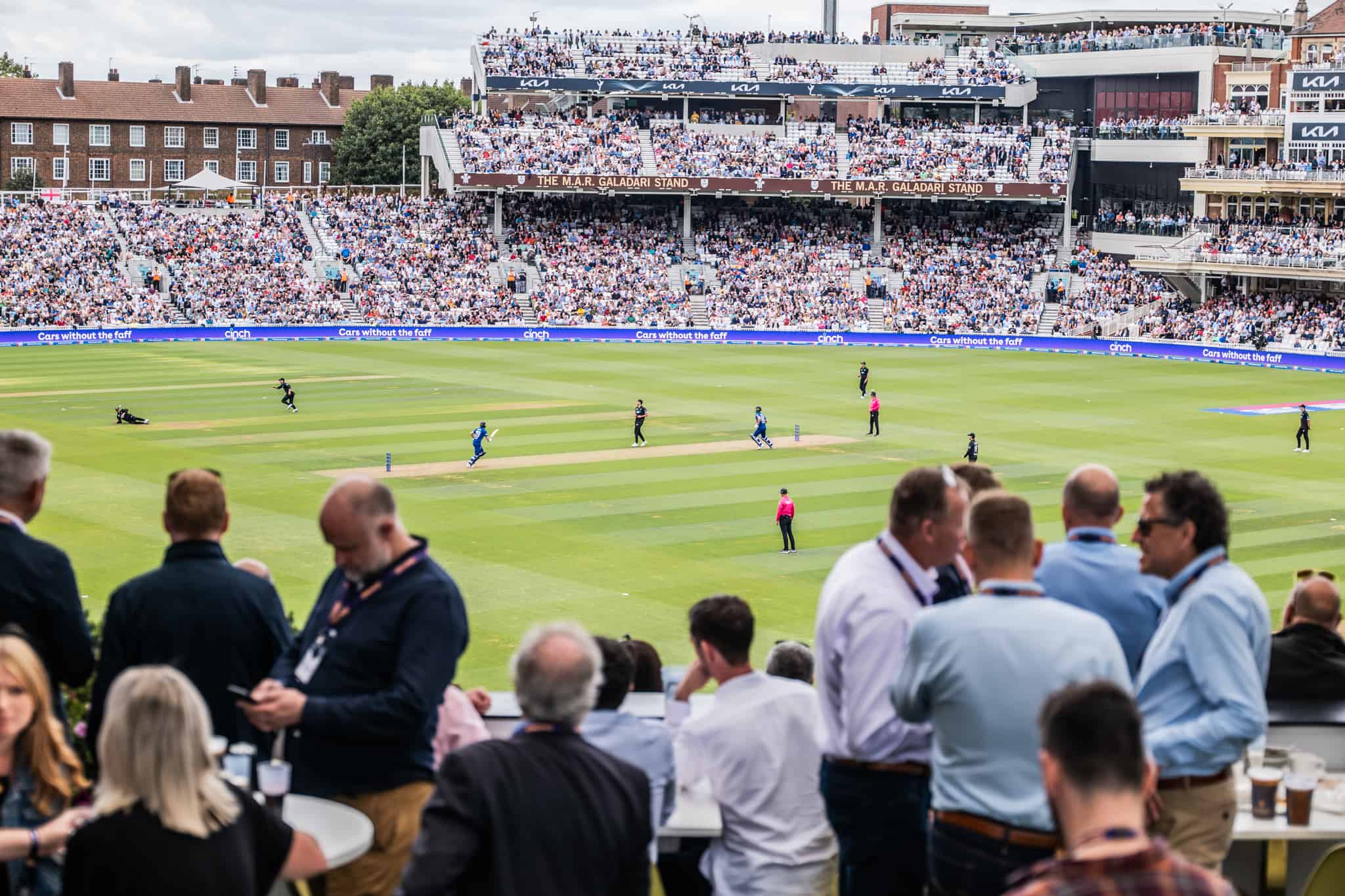 Guests enjoy hospitality at the Kia Oval during England's ODI win over New Zealand in September 2023.