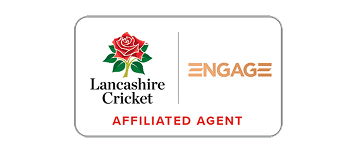 Lancashire Cricket and Engage logo showcasing their affiliation as an official agent on the About Engage page.