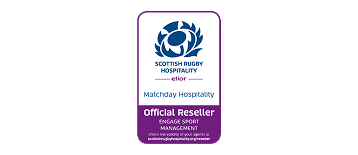 Scottish Rugby Hospitality official reseller badge for Engage Sport Management, featured on the About Engage page.