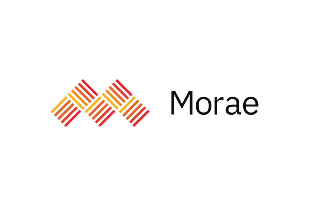 Morae logo featuring a stylized "M" in red and orange stripes, relevant to the "Partnering with Engage" page.